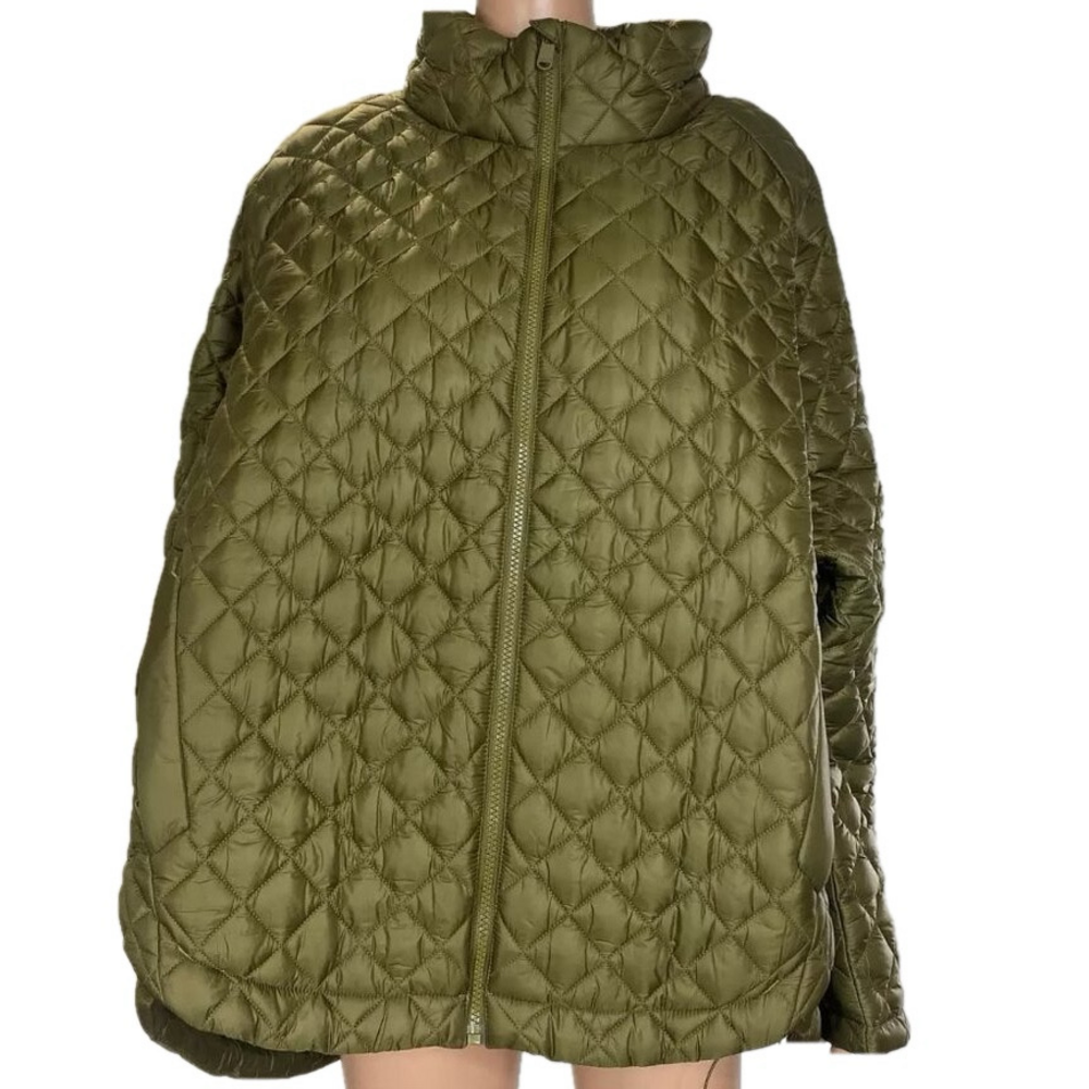 NEW ATHLETA Women's Whisper Quilted Nylon Jacket Size 2X Olive Green